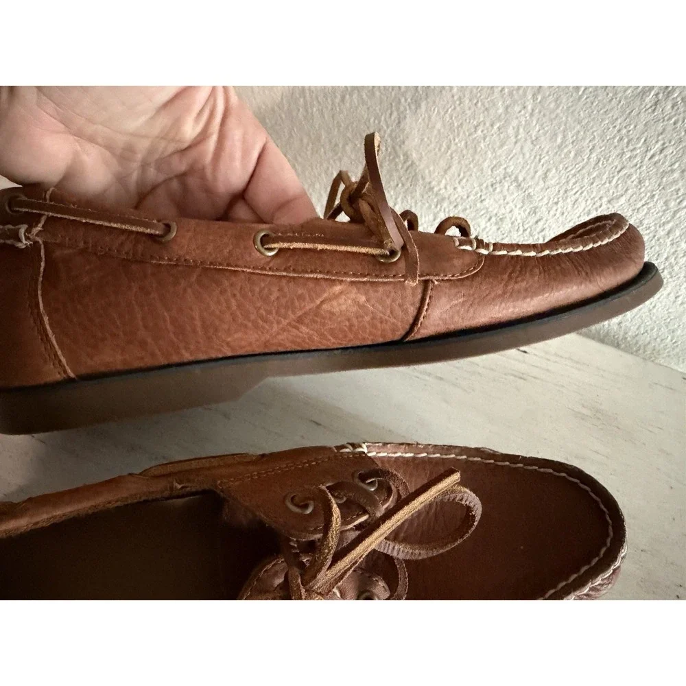 POLO RALPH LAUREN Men's Bienne Oil‎ Tumbled Leather Boat Shoes Tan US 11